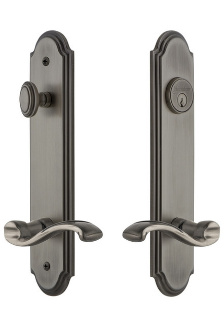 Grandeur Hardware - Hardware Arc Tall Plate Complete Entry Set with Portofino Lever in Antique Pewter - ARCPRT - 841194