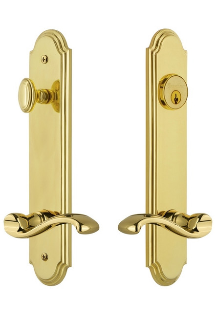 Grandeur Hardware - Hardware Arc Tall Plate Complete Entry Set with Portofino Lever in Lifetime Brass - ARCPRT - 841215