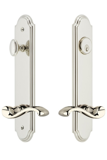 Grandeur Hardware - Hardware Arc Tall Plate Complete Entry Set with Portofino Lever in Polished Nickel - ARCPRT - 841226
