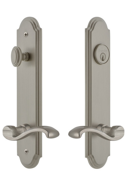 Grandeur Hardware - Hardware Arc Tall Plate Complete Entry Set with Portofino Lever in Satin Nickel - ARCPRT - 841235