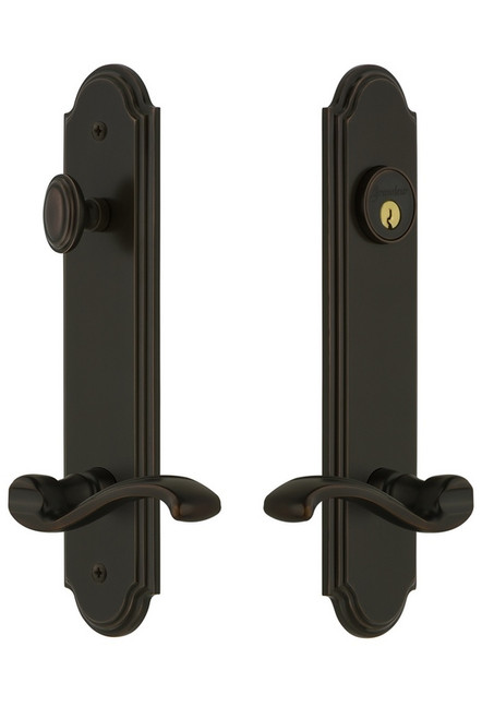 Grandeur Hardware - Hardware Arc Tall Plate Complete Entry Set with Portofino Lever in Timeless Bronze - ARCPRT - 841243
