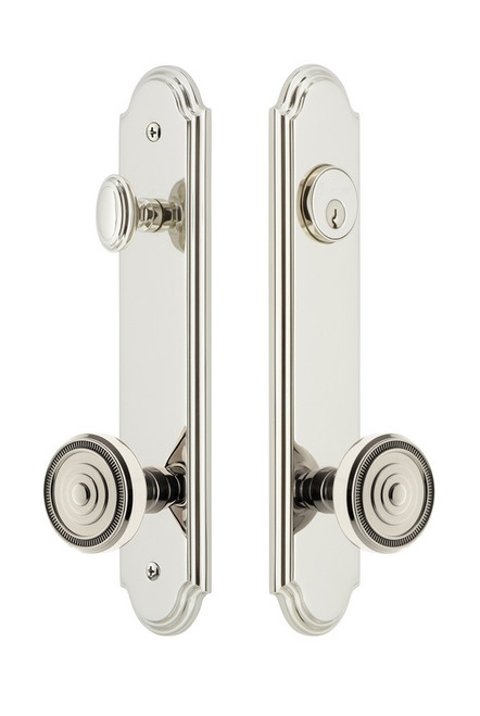 Grandeur Hardware - Hardware Arc Tall Plate Complete Entry Set with Soleil Knob in Polished Nickel - ARCSOL - 839774