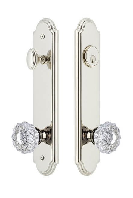 Grandeur Hardware - Hardware Arc Tall Plate Complete Entry Set with Versailles Knob in Polished Nickel - ARCVER - 839806