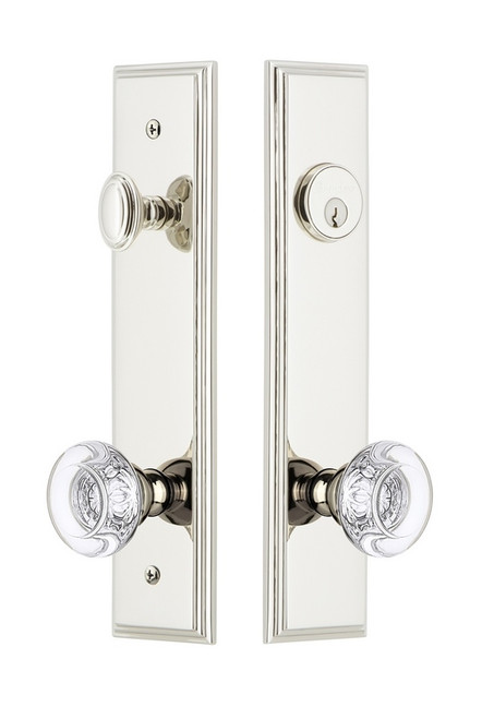 Grandeur Hardware - Hardware Carre Tall Plate Complete Entry Set with Bordeaux Knob in Polished Nickel - CARBOR - 839966