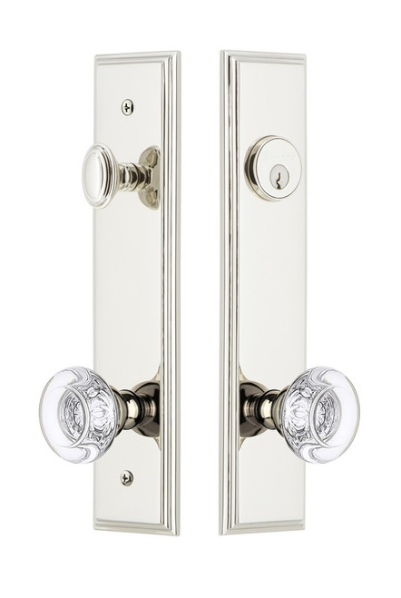 Grandeur Hardware - Hardware Carre Tall Plate Complete Entry Set with Bordeaux Knob in Polished Nickel - CARBOR - 839968