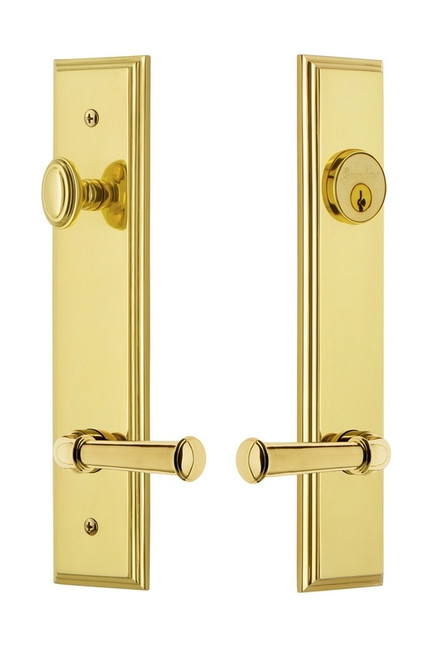 Grandeur Hardware - Hardware Carre Tall Plate Complete Entry Set with Georgetown Lever in Lifetime Brass - CARGEO - 841337