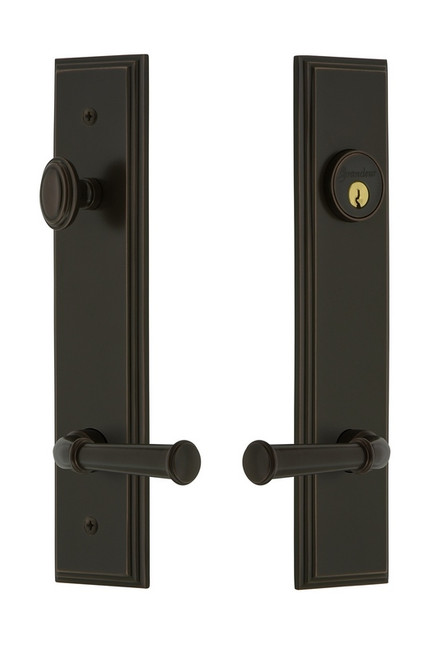 Grandeur Hardware - Hardware Carre Tall Plate Complete Entry Set with Georgetown Lever in Timeless Bronze - CARGEO - 841373