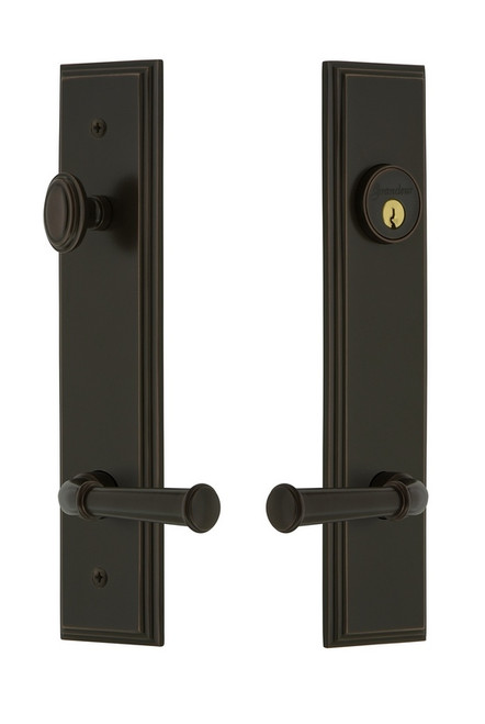 Grandeur Hardware - Hardware Carre Tall Plate Complete Entry Set with Georgetown Lever in Timeless Bronze - CARGEO - 841374