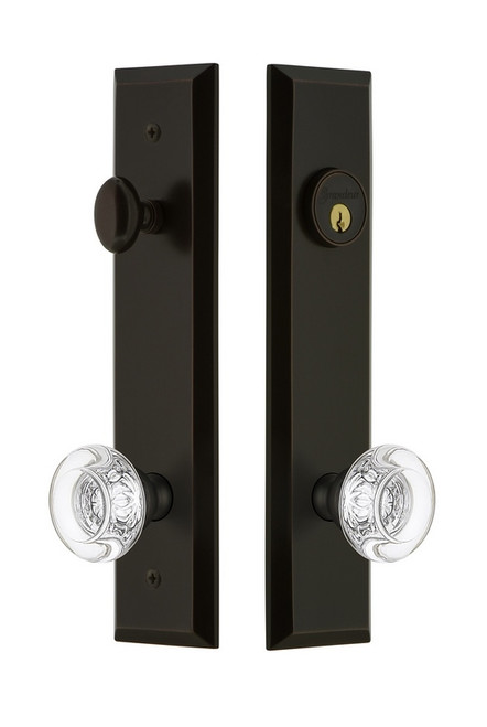 Grandeur Hardware - Hardware Fifth Avenue Tall Plate Complete Entry Set with Bordeaux Knob in Timeless Bronze - FAVBOR - 840552