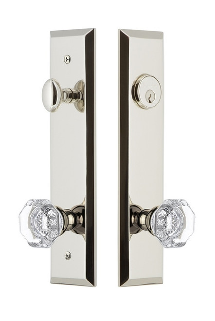 Grandeur Hardware - Hardware Fifth Avenue Tall Plate Complete Entry Set with Chambord Knob in Polished Nickel - FAVCHM - 840638