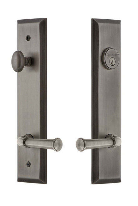Grandeur Hardware - Hardware Fifth Avenue Tall Plate Complete Entry Set with Georgetown Lever in Antique Pewter - FAVGEO - 841579