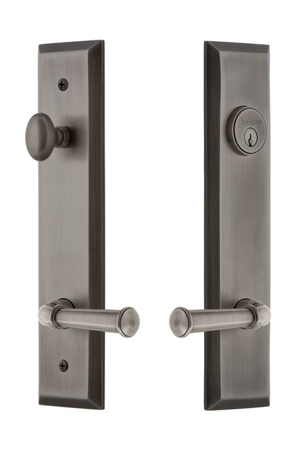 Grandeur Hardware - Hardware Fifth Avenue Tall Plate Complete Entry Set with Georgetown Lever in Antique Pewter - FAVGEO - 841580