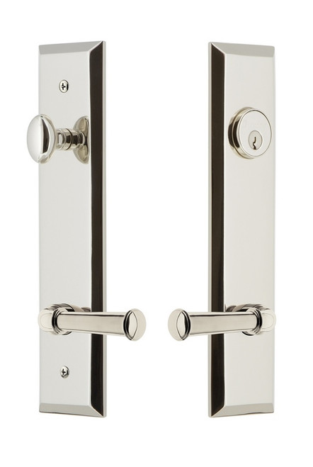 Grandeur Hardware - Hardware Fifth Avenue Tall Plate Complete Entry Set with Georgetown Lever in Polished Nickel - FAVGEO - 841610