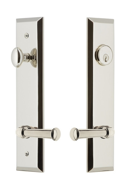 Grandeur Hardware - Hardware Fifth Avenue Tall Plate Complete Entry Set with Georgetown Lever in Polished Nickel - FAVGEO - 841611