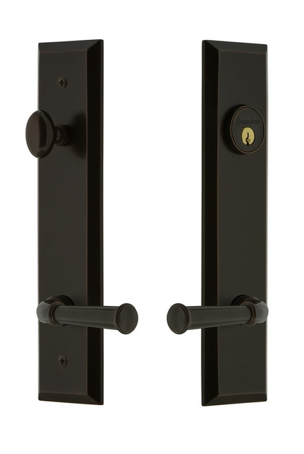 Grandeur Hardware - Hardware Fifth Avenue Tall Plate Complete Entry Set with Georgetown Lever in Timeless Bronze - FAVGEO - 841627