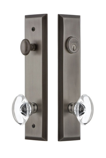 Grandeur Hardware - Hardware Fifth Avenue Tall Plate Complete Entry Set with Provence Knob in Antique Pewter - FAVPRO - 840874