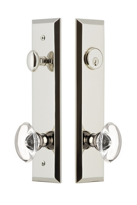 Grandeur Hardware - Hardware Fifth Avenue Tall Plate Complete Entry Set with Provence Knob in Polished Nickel - FAVPRO - 840889