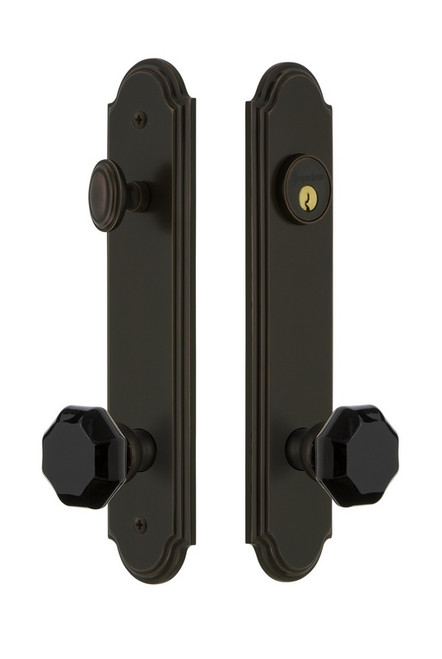 Grandeur Hardware - Arc Tall Plate Complete Entry Set with Lyon Knob in Timeless Bronze - ARCLYO - 852033