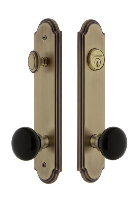 Grandeur Hardware - Arc Tall Plate Complete Entry Set with Coventry Knob in Vintage Brass - ARCCOV - 854176