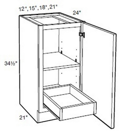 Ideal Cabinetry Manhattan High Gloss White Base Cabinet - B15FH-1T-MHW