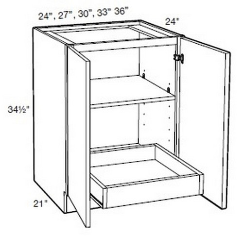 Ideal Cabinetry Manhattan High Gloss White Base Cabinet - B24FH-1T-MHW