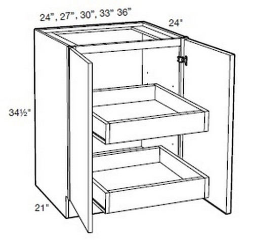 Ideal Cabinetry Manhattan High Gloss White Base Cabinet - B30FH-2T-MHW