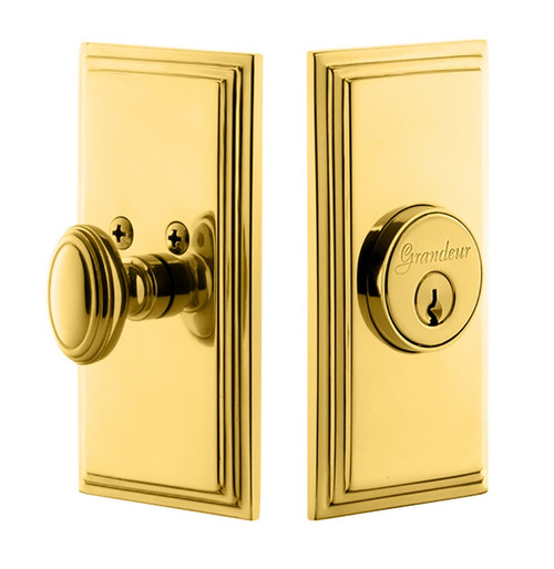 Grandeur Hardware - Single Cylinder Deadbolt with Carre Plate in Lifetime Brass - CARCAR - 825957