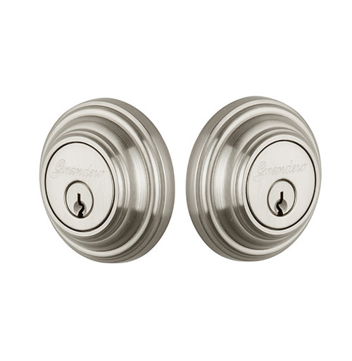 Grandeur Hardware - Double Cylinder Deadbolt with Georgetown Plate in Satin Nickel - GEOGEO - 817770