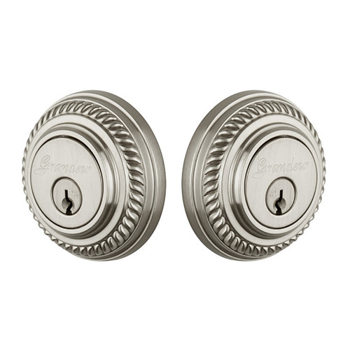 Grandeur Hardware - Double Cylinder Deadbolt with Newport Plate in Satin Nickel - NEWNEW - 817788