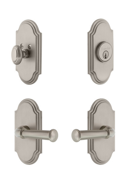 Grandeur Hardware - Arc Plate with Georgetown Lever and matching Deadbolt in Satin Nickel - ARCGEO - 834778