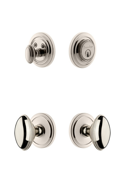Grandeur Hardware - Circulaire Rosette with Eden Prairie Knob and matching Deadbolt in Polished Nickel - CIREDN - 826475