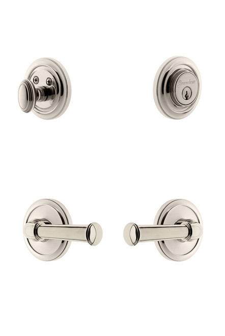 Grandeur Hardware - Circulaire Rosette with Georgetown Lever and matching Deadbolt in Polished Nickel - CIRGEO - 834932