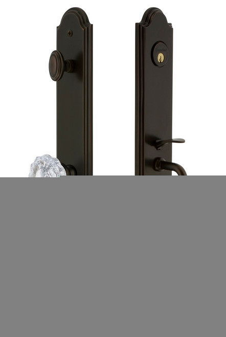 Grandeur Hardware - Arc One-Piece Handleset with F Grip and Versailles Knob in Timeless Bronze - ARCFGRVER - 844415