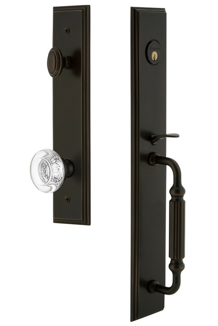 Grandeur Hardware - Carre One-Piece Dummy Handleset with F Grip and Bordeaux Knob in Timeless Bronze - CARFGRBOR - 848886