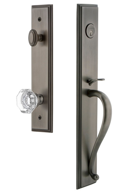 Grandeur Hardware - Carre One-Piece Handleset with S Grip and Chambord Knob in Antique Pewter - CARSGRCHM - 844871