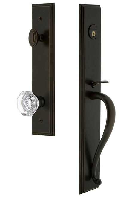 Grandeur Hardware - Carre One-Piece Handleset with S Grip and Chambord Knob in Timeless Bronze - CARSGRCHM - 843390