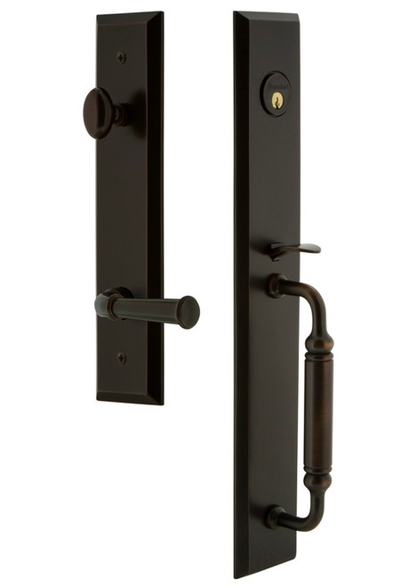 Grandeur Hardware - Fifth Avenue One-Piece Dummy Handleset with C Grip and Georgetown Lever in Timeless Bronze - FAVCGRGEO - 850072