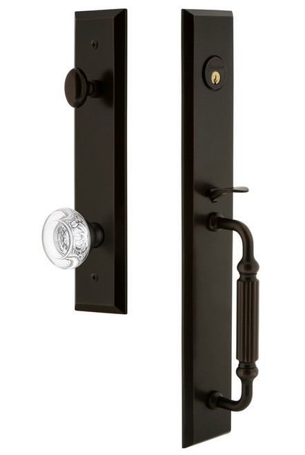Grandeur Hardware - Fifth Avenue One-Piece Handleset with F Grip and Bordeaux Knob in Timeless Bronze - FAVFGRBOR - 845800