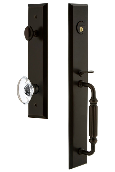 Grandeur Hardware - Fifth Avenue One-Piece Dummy Handleset with F Grip and Provence Knob in Timeless Bronze - FAVFGRPRO - 849606