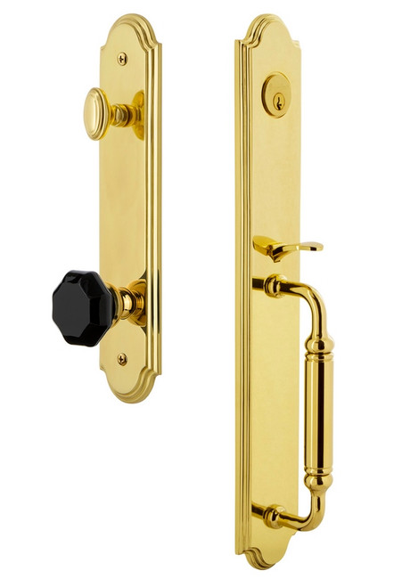 Grandeur Arc One-Piece Handleset with C Grip and Lyon Knob in Lifetime Brass - ARCCGRLYO - 852121