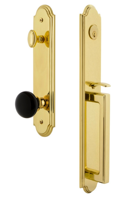 Grandeur Arc One-Piece Handleset with D Grip and Coventry Knob in Lifetime Brass - ARCDGRCOV - 854285