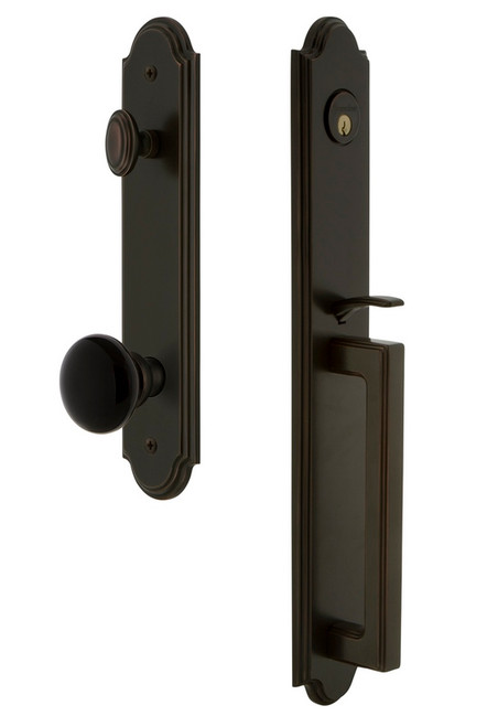 Grandeur Arc One-Piece Handleset with D Grip and Coventry Knob in Timeless Bronze - ARCDGRCOV - 854290