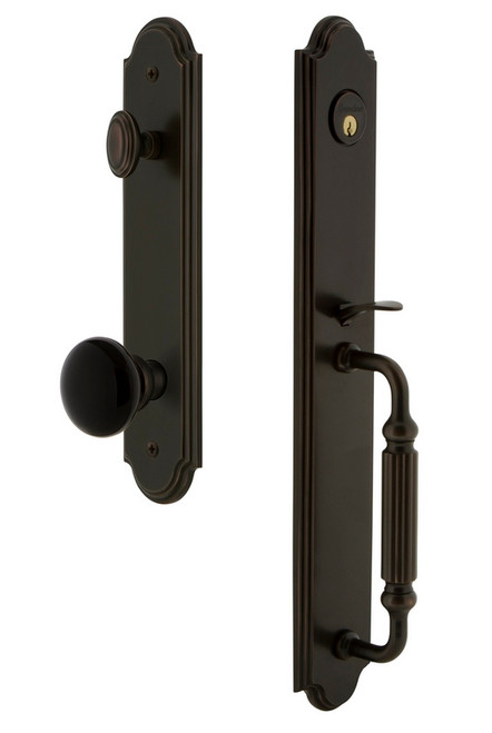 Grandeur Arc One-Piece Handleset with F Grip and Coventry Knob in Timeless Bronze - ARCFGRCOV - 854307