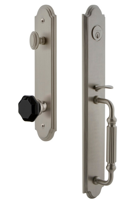 Grandeur Arc One-Piece Handleset with F Grip and Lyon Knob in Satin Nickel - ARCFGRLYO - 852162