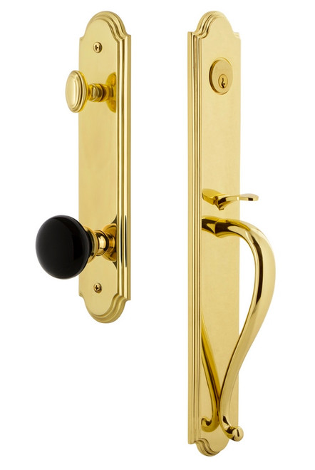 Grandeur Arc One-Piece Handleset with S Grip and Coventry Knob in Lifetime Brass - ARCSGRCOV - 854325