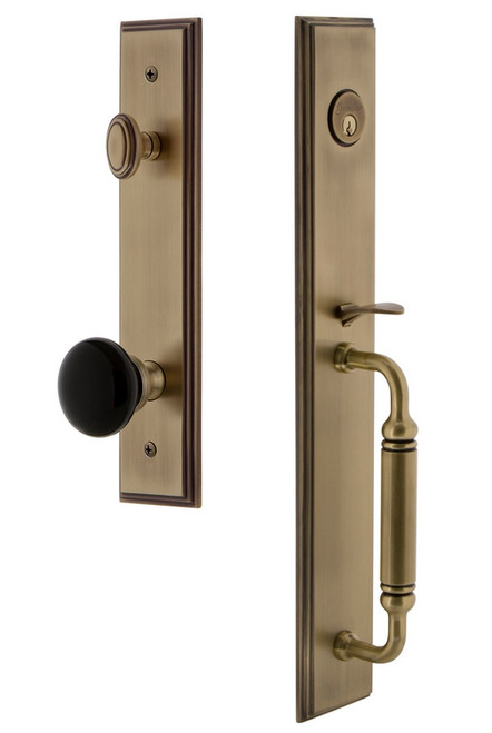 Grandeur Arc One-Piece Handleset with S Grip and Coventry Knob in Vintage Brass - ARCSGRCOV - 854328
