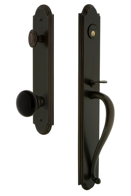 Grandeur Arc One-Piece Handleset with S Grip and Coventry Knob in Timeless Bronze - ARCSGRCOV - 854330