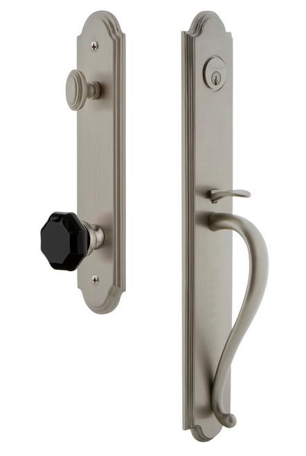 Grandeur Arc One-Piece Handleset with S Grip and Lyon Knob in Satin Nickel - ARCSGRLYO - 852182