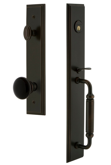 Grandeur Carre One-Piece Handleset with C Grip and Coventry Knob in Timeless Bronze - CARCGRCOV - 854347