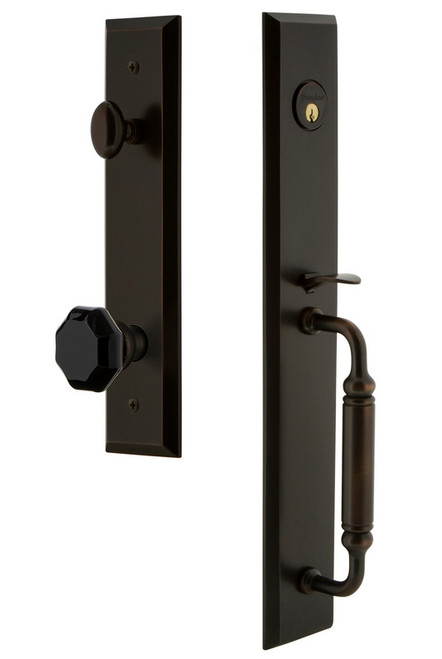 Grandeur Fifth Avenue One-Piece Handleset with C Grip and Lyon Knob in Timeless Bronze - FAVCGRLYO - 852283